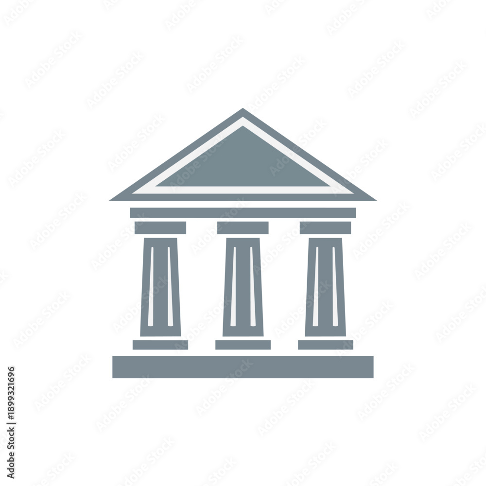 Fototapeta premium Flat Classical Building Icon with Columns for Bank or Museum