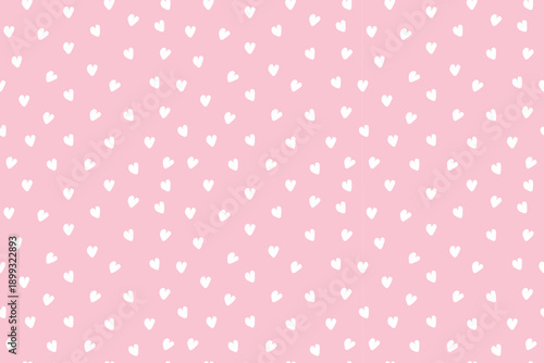 Cute seamless pattern. White hearts on pink background. Romantic concept for Valentines Day. All Lovers Day. For textiles, packaging, wallpapers, backgrounds or websites. Flat vector design.