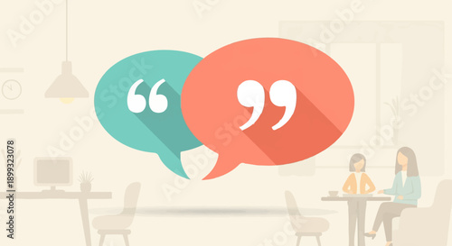 Two women in a minimalist office space have a conversation