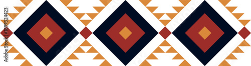 Ethnic Folk Pattern Background with Traditional Geometric Tribal Motifs and Warm Earthy Tones. Illustration art. Vector