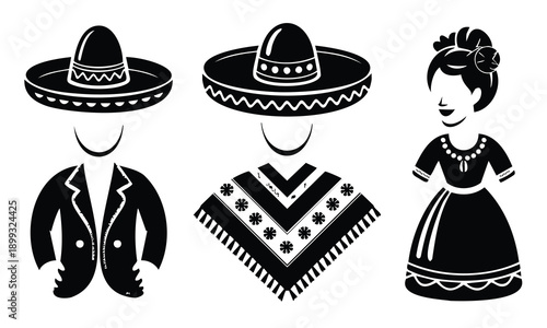 Set bundle cinco de mayo silhouette traditional clothing and fashion