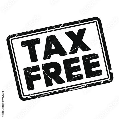 A black and white stamp displaying the words tax free in bold lettering