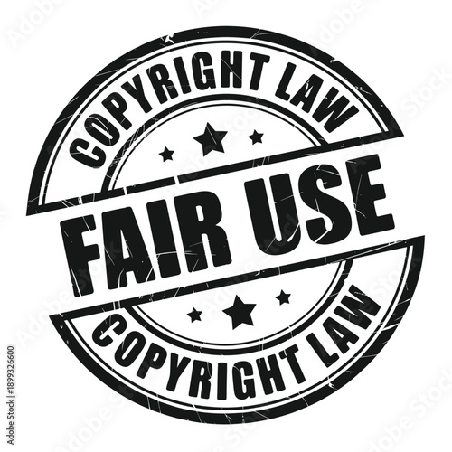 A circular stamp declaring fair use under copyright law regulations