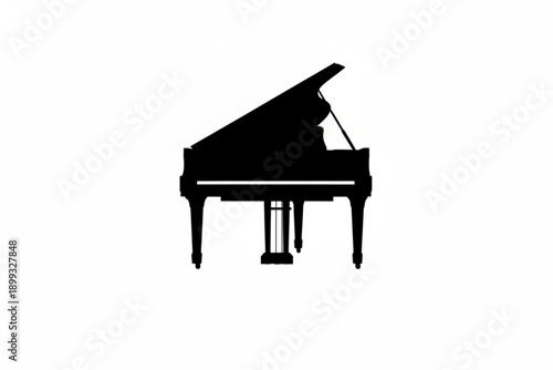 Melody of the Grand Piano: A sleek silhouette of a grand piano stands, its form evoking music, art, and the refined elegance of performance.