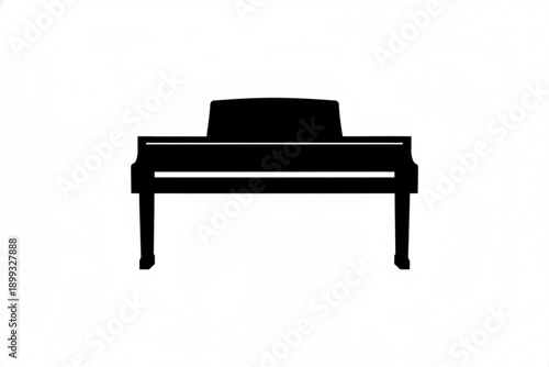 Classic Grand Piano Silhouette: A sleek, ebony grand piano stands in elegant isolation, its silhouette exuding an aura of musical artistry and the promise of beautiful melodies.
