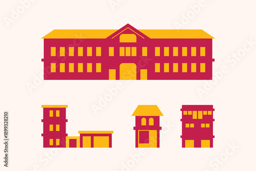 Commercial and government building icons set
