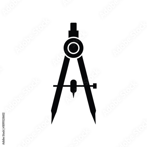 A black silhouette of a drawing compass a tool for creating circles