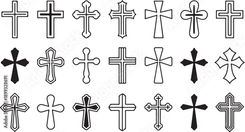 Christian cross icon set
