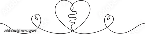 Continuous line or one line art of Broken heart. Sadness. Feeling sorry for broken love. Vector illustration