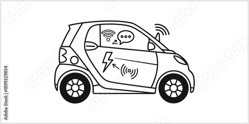 Smart Car Technology Electric Connected and Wireless.
