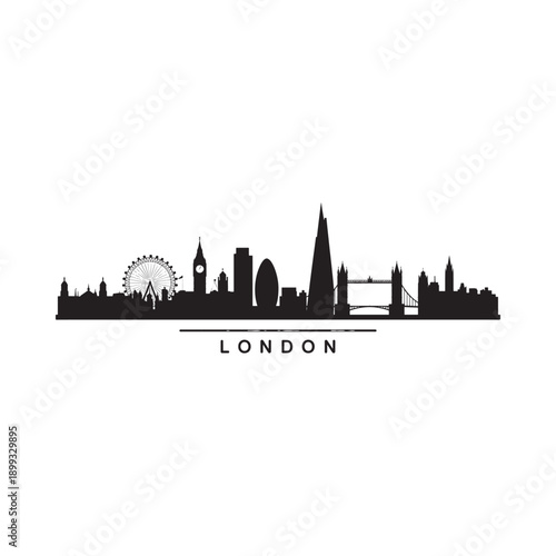 A striking black silhouette showcases london s iconic skyline and landmark buildings