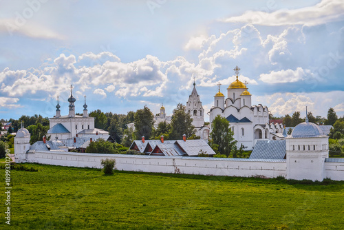 Photos Panorama of the Pokrovsky Monastery in Suzdal town, Vladimir region of Russia