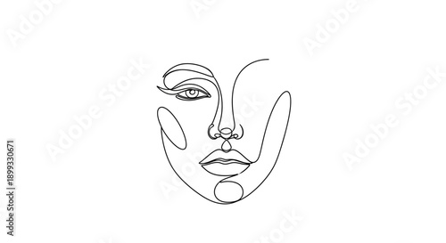 Simple Line Drawing of a Face.