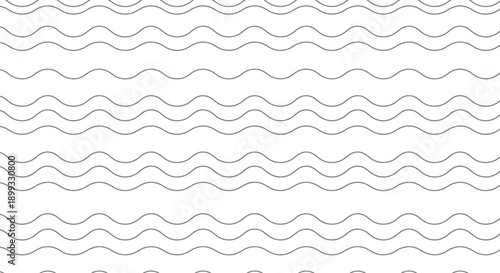 Simple black and white abstract background featuring a repetitive pattern of horizontal continuous wavy lines creating a modern graphic texture design element
