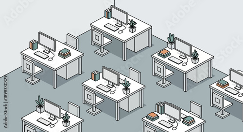 Office desks with computers.