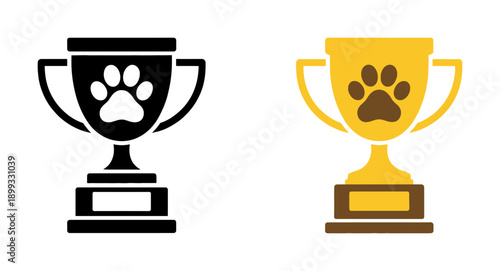 Trophy Black Gold With Paw Prints White Background prize winner