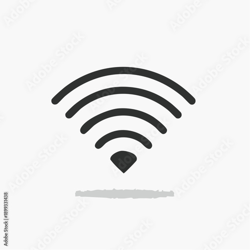 Wi-Fi symbol representing wireless internet connectivity and signal strength in a clean, minimalist design with a subtle shadow effect