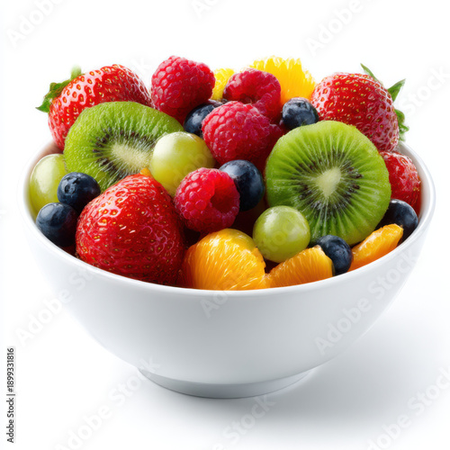 Colorful assorted fresh fruits in bowl perfectly arranged, ready for use - isolated on transparent background