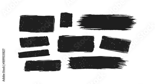 Abstract brushstroke elements in varying sizes and orientations ideal for design projects on transparent background silhouette high quality professional detailed modern