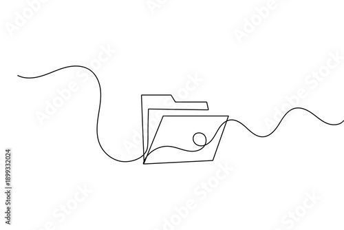 File folder office document one line art clean outline vector design