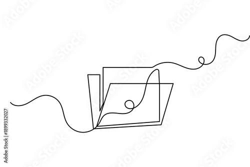 File folder office document one line art clean outline vector design