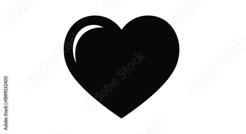 Simple black heart shape against a white background silhouette