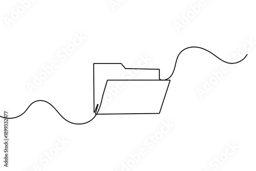 File folder office document one line art clean outline vector design
