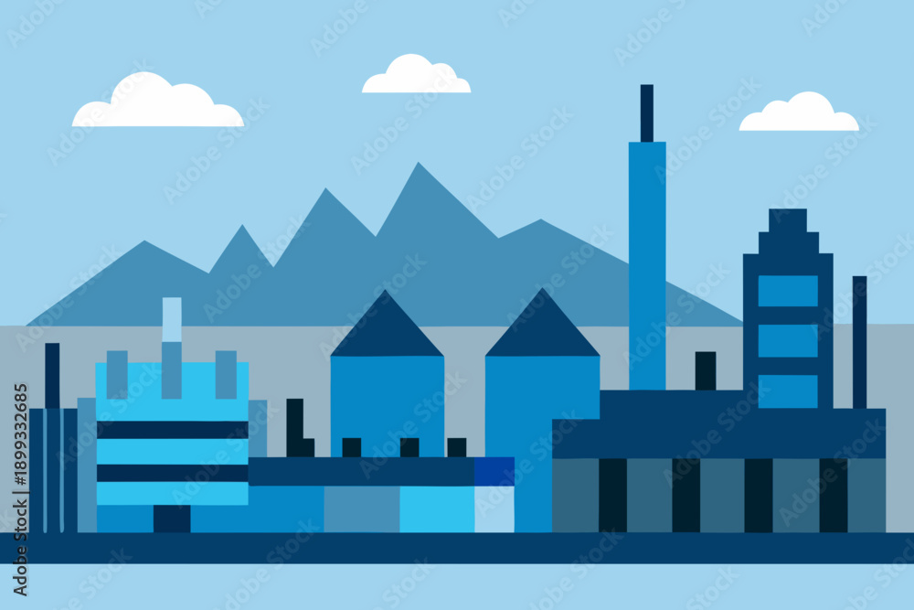Obraz premium Valencia Industrial Skyline Minimal Vector