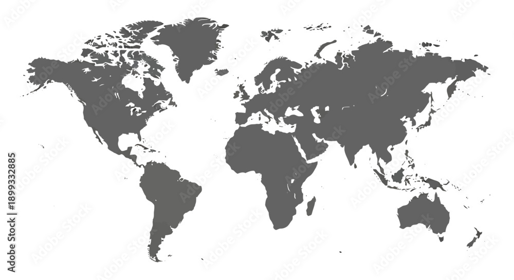 Fototapeta premium World Map Silhouette on White Background.