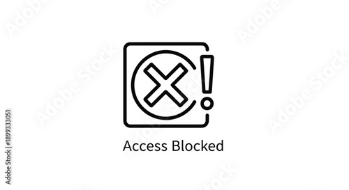 Access blocked symbol within a square frame black outline silhouette