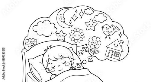 Child Sleeping Dreaming Stars.