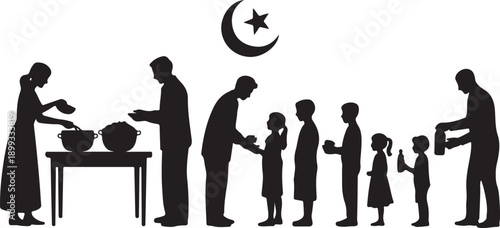 Family sharing food together during Ramadan celebration