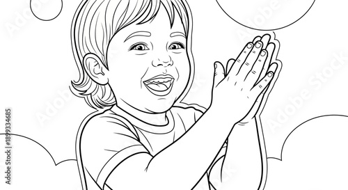 Happy Child Clapping Hands Smiling.