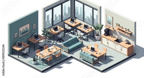 Modern office interior design layout.