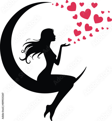 Girl sitting on the moon