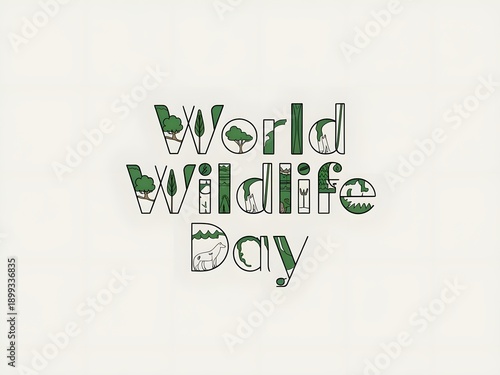 Minimalist typography illustration of World Wildlife Day for a professional and modern feel