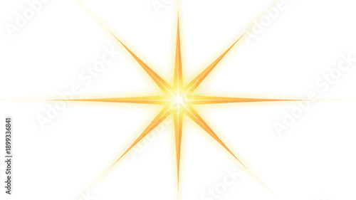Golden Starburst Effect in Bright Warm Lighting on White Background for Graphic Design