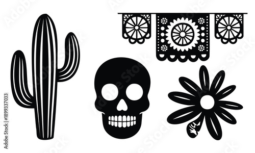 Cinco de mayo silhouette set bundle cinco de mayo silhouette cactus skull