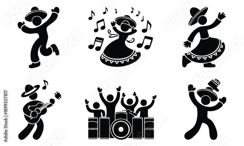Cinco de mayo silhouette set bundle cinco de mayo silhouette dancing people
