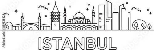 Istanbul skyline Turkey illustration city a vector