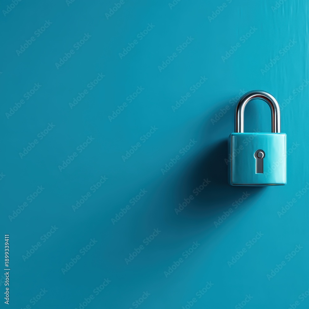 Naklejka premium Blue Lock and Keypad Padlock on Vibrant Blue Background