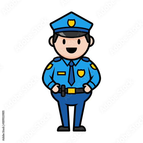Smiling Police Officer Cartoon Standing