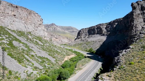 road in a stone canyon. road in a gorge. mountain road