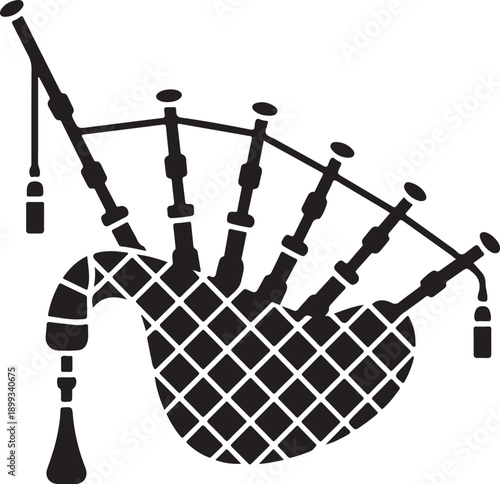 Music illustration scottish silhouette instrument logo scotland icon bagpipe outline traditional tartan kilt culture play pipe tradition costume bagpiper shape bagpipes celtic highlander for vector