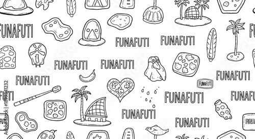 Creative Sketches, Funafuti Island, Illustration, Tropical Paradise, Whimsical