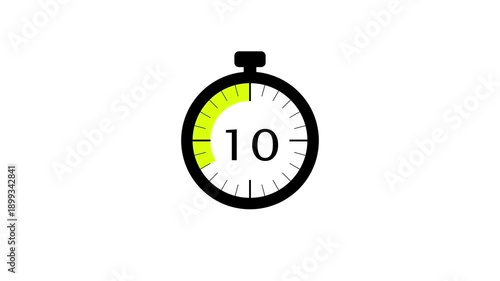 Countdown timer clock animation. 15 Seconds countdown timer number on white background.