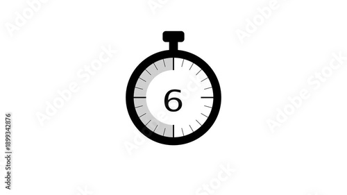 Countdown timer clock animation. 12 Seconds countdown timer number on white background.