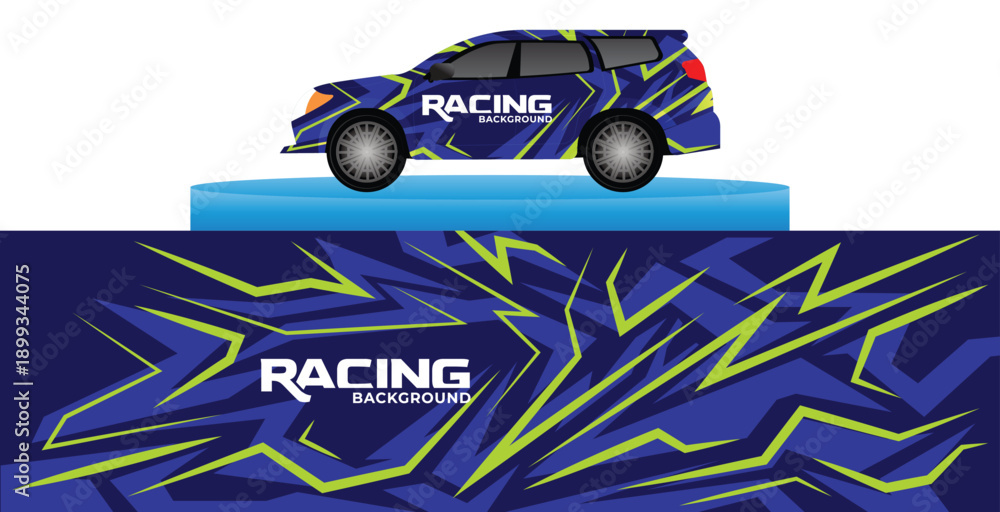Obraz premium car decal wrap template, abstract car wrap design, racing car livery vector, stripe car 