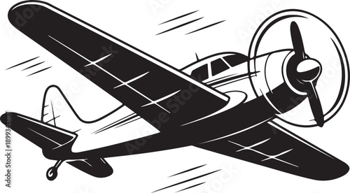 Εκτύπωση καμβά Silhouette of a fast moving plane with speed lines, representing motion and acceleration