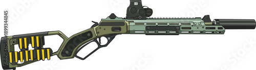 Marlin 1894 SBL 357 Lever Rifle Clean Vector